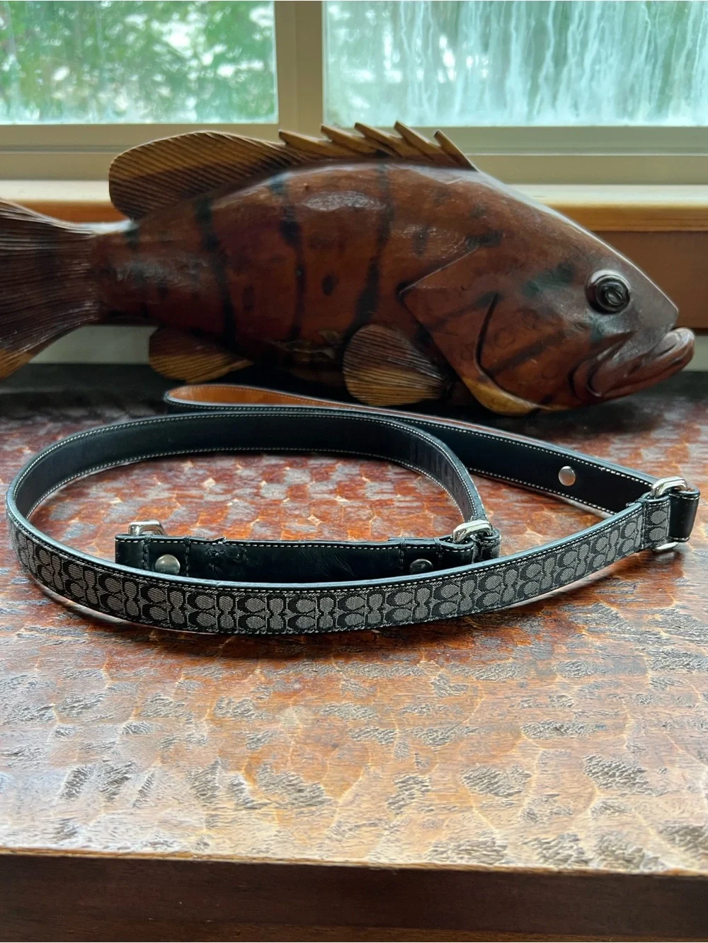 Rare VTG Retired Coach Signature C Leather Dog Leash